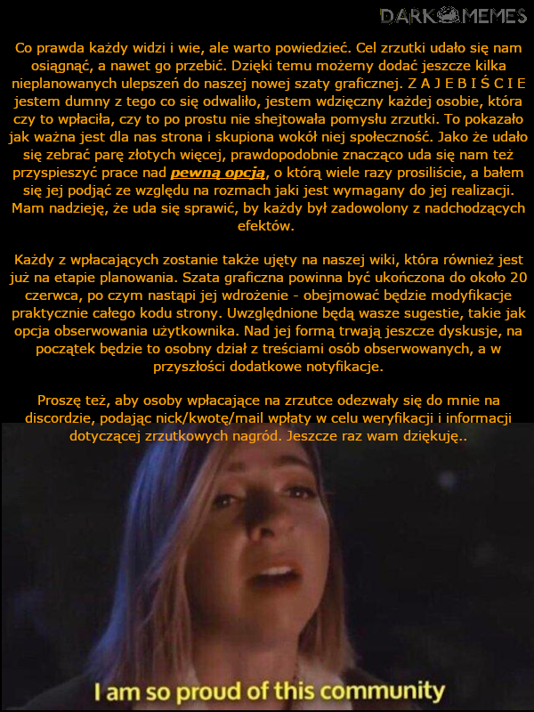 Szybki update o zbiórce
